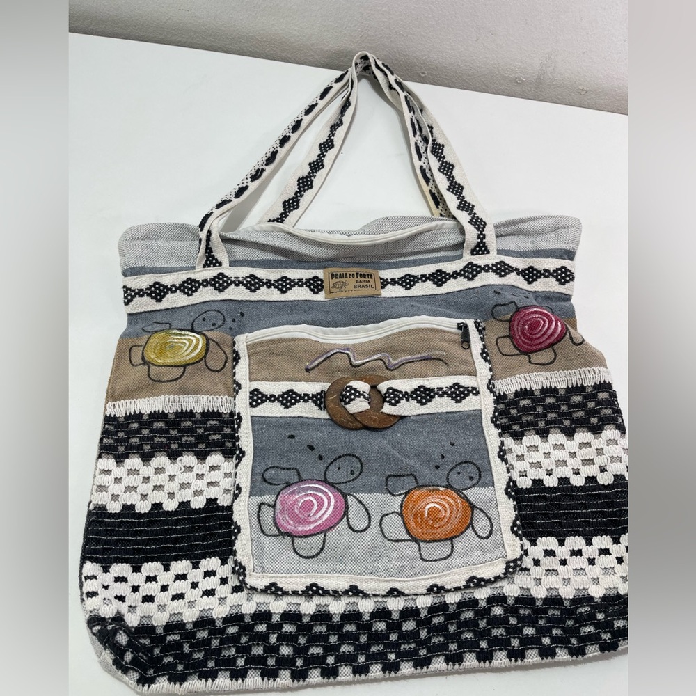 Boho Beach Brasil Turtle Tote Bag Top Zip Patchwork School Travel Outdoor